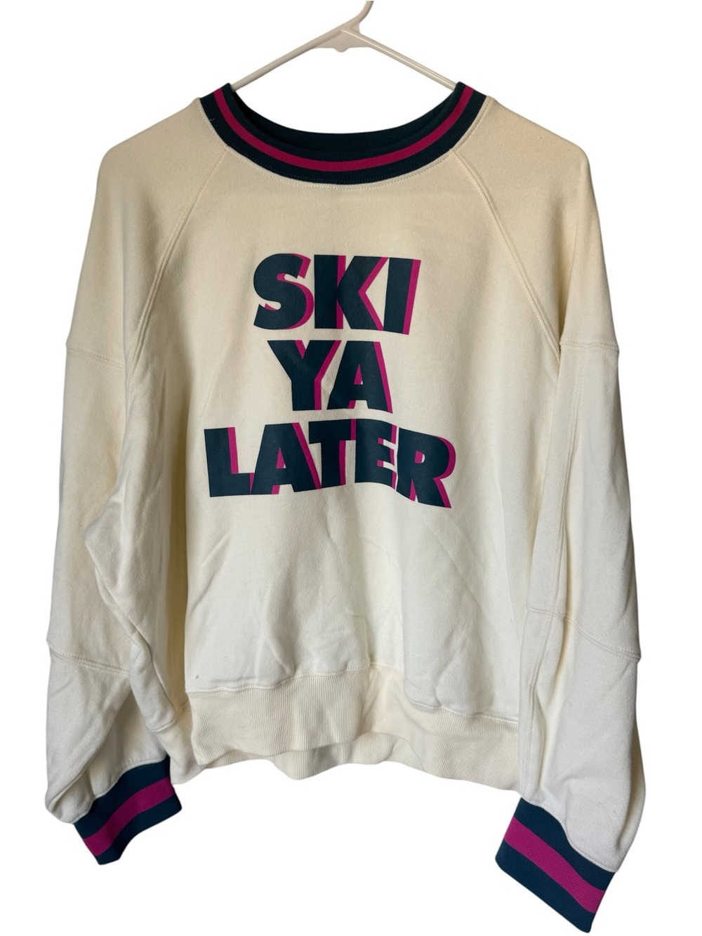 Retro 90s Chaser White Pink 'SKI YA LATER' Crew Women’s L Sweatshirt NICE